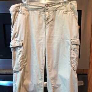 DKNY Active Crop/Capri Cargo Pants Cotton Machine Washable Tan 8